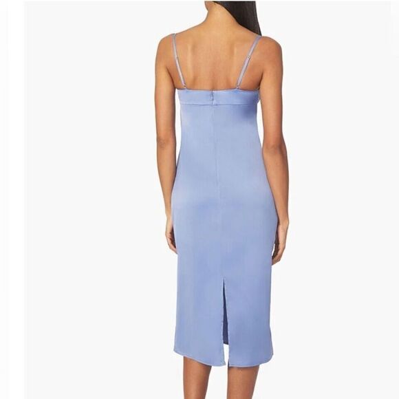 WeWoreWhat WWD18-1 Women's Sz 0 Slate Blue Cowl Midi Satin Charmeuse Dress - Picture 14 of 14